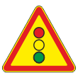 Дорожный знак 1.8 «Светофорное регулирование» (временный) (металл 0,8 мм, III типоразмер: сторона 1200 мм, С/О пленка: тип В алмазная)